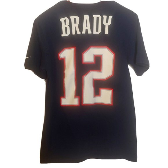 NFL Team Apparel Nike New England Patriots Men's Small Tom Brady T Shirt Navy - Picture 2 of 4
